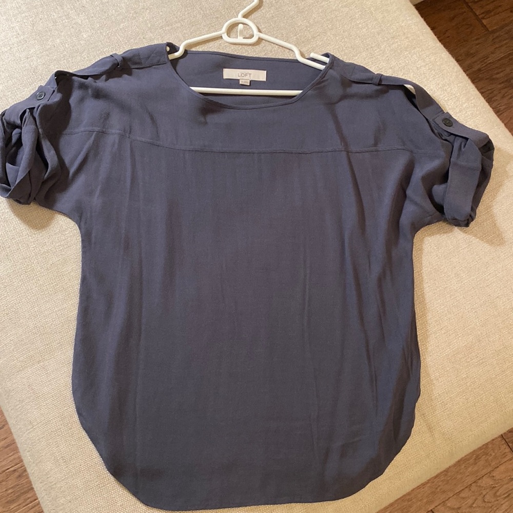 Loft xs charcoal grey top with button detail on sleeves